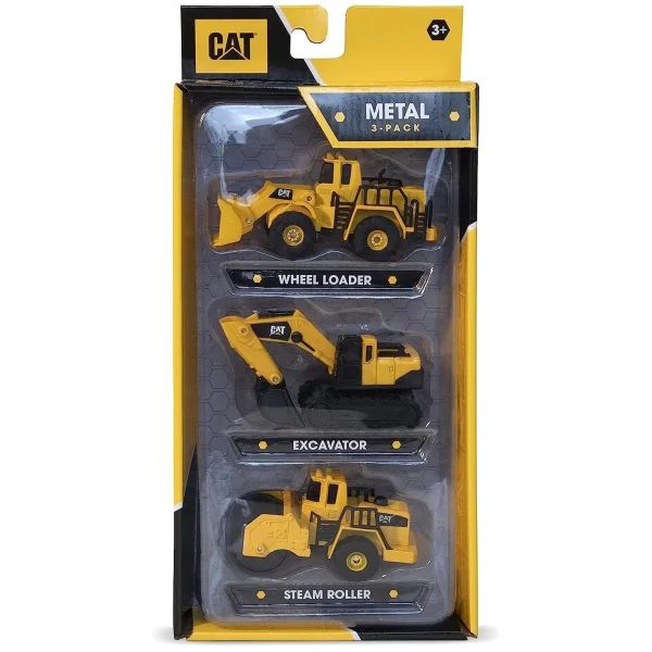 Outback Toys Excavators | Loaders<CAT Construction Metal Vehicle 3 Pack with Wheel Loader, Excavator & Steam Roller