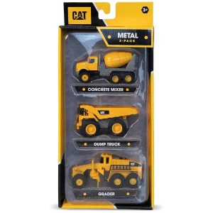Outback Toys Excavators | Loaders<CAT Construction Metal Vehicle 3 Pack with Concrete Mixer, Dump Truck & Grader