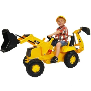Outback Toys New Holland & Caterpillar<CAT Pedal Backhoe Loader Tractor by Rolly Toys