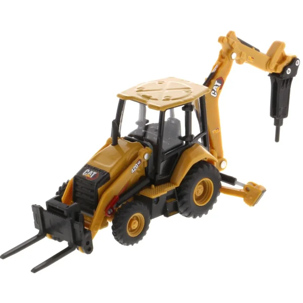 Manufacturer_Diecast Masters Loaders<1/64 Caterpillar 420 XE Backhoe Loader with Auger, Forks, Handling Arm & Hammer