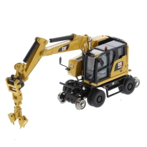Manufacturer_Diecast Masters Excavators<1/87 Caterpillar M323F Railroad Wheeled Excavator, CAT Yellow Version with 3 Tools