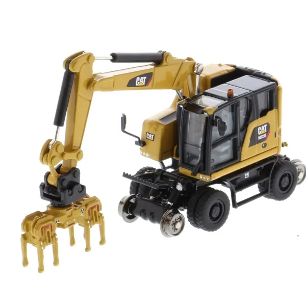 Manufacturer_Diecast Masters Excavators<1/87 Caterpillar M323F Railroad Wheeled Excavator, CAT Yellow Version with 3 Tools
