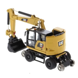 Manufacturer_Diecast Masters Excavators<1/87 Caterpillar M323F Railroad Wheeled Excavator, CAT Yellow Version with 3 Tools