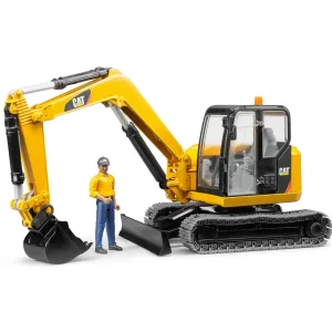 Manufacturer_Bruder Toys Excavators<1/16 Caterpillar Mini Excavator w/ Construction Worker by Bruder