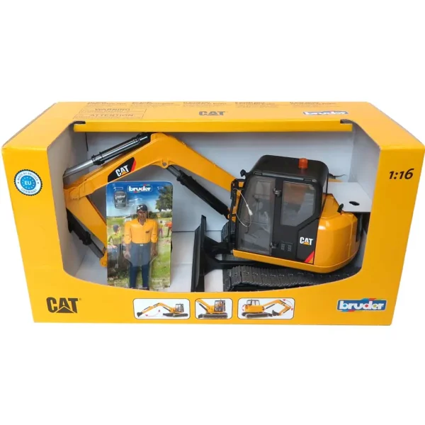 Manufacturer_Bruder Toys Excavators<1/16 Caterpillar Mini Excavator w/ Construction Worker by Bruder
