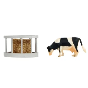 Manufacturer_Universal Hobbies Wooden Barns & Large Accessories | Play Animals & Accessories<1/32 Cattle Feeder Set with Cow and Bale