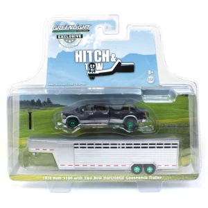 Manufacturer_Greenlight Collectibles Agricultural Trucks<Chase Unit ~ 1/64 2018 Ram 3500, Steel Metallic with Silver Gooseneck Livestock Trailer