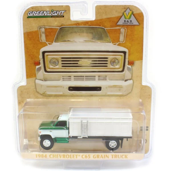 Manufacturer_Greenlight Collectibles Dump Trucks<Chase Unit ~ 1/64 Exclusive Greenlight 1984 Chevy C65 White Grain Truck with Green Cab