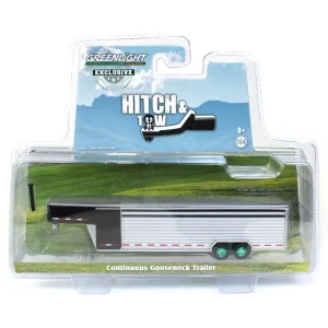 Manufacturer_Greenlight Collectibles Agricultural Trucks<Chase Unit ~ 1/64 Glossy Black Continuous Slat 30" Tandem Axle Gooseneck Trailer