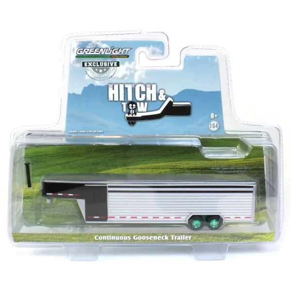 Manufacturer_Greenlight Collectibles Agricultural Trucks<Chase Unit ~ 1/64 Glossy Black Continuous Slat 30" Tandem Axle Gooseneck Trailer