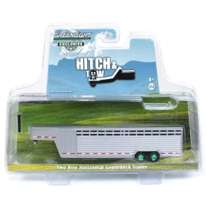 Manufacturer_Greenlight Collectibles Agricultural Trucks<Chase Unit ~ 1/64 Polished Aluminum Two Slat 30" Tandem Axle Gooseneck Trailer