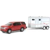 Manufacturer_Greenlight Collectibles Agricultural Trucks<1/64 Cherry Red 2021 Chevrolet Tahoe with Horse Trailer, Hitch & Tow Series 23