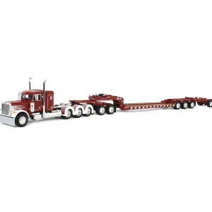 Manufacturer_DCP by First Gear Lowboys & Flatbeds<1/64 Cherry Red/White Peterbilt 379 with Fontaine Magnitude Lowboy, Jeep & Stinger, DCP by First Gear