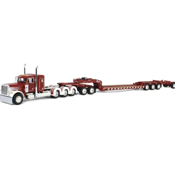 Manufacturer_DCP by First Gear Lowboys & Flatbeds<1/64 Cherry Red/White Peterbilt 379 with Fontaine Magnitude Lowboy, Jeep & Stinger, DCP by First Gear