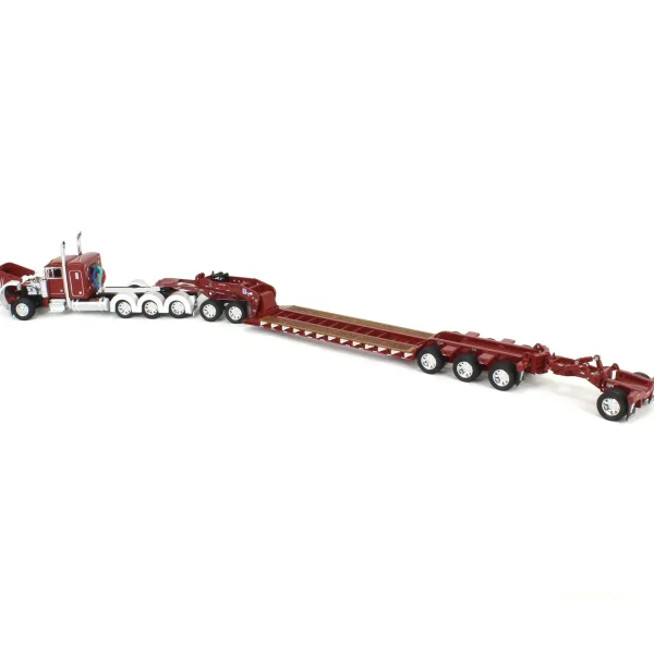 Manufacturer_DCP by First Gear Lowboys & Flatbeds<1/64 Cherry Red/White Peterbilt 379 with Fontaine Magnitude Lowboy, Jeep & Stinger, DCP by First Gear