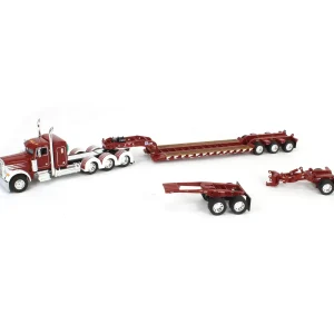 Manufacturer_DCP by First Gear Lowboys & Flatbeds<1/64 Cherry Red/White Peterbilt 379 with Fontaine Magnitude Lowboy, Jeep & Stinger, DCP by First Gear