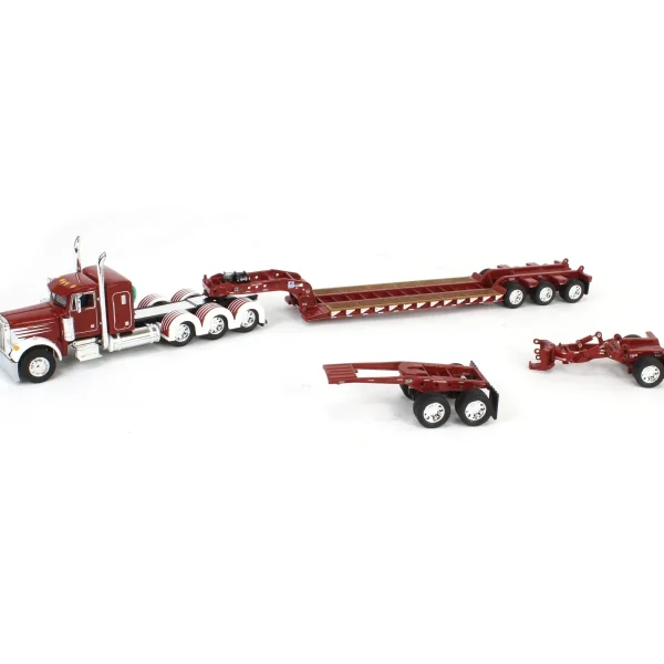 Manufacturer_DCP by First Gear Lowboys & Flatbeds<1/64 Cherry Red/White Peterbilt 379 with Fontaine Magnitude Lowboy, Jeep & Stinger, DCP by First Gear