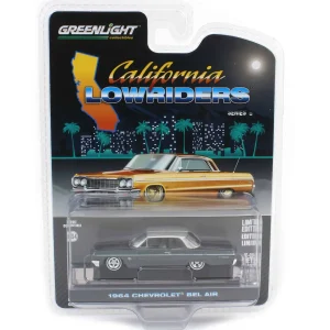 Manufacturer_Greenlight Collectibles Cars & Suvs<1/64 1964 Chevrolet Bel Air, Dark Gray & Silver Metallic, California Lowriders Series 6