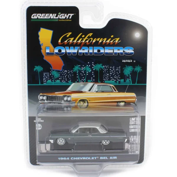 Manufacturer_Greenlight Collectibles Cars & Suvs<1/64 1964 Chevrolet Bel Air, Dark Gray & Silver Metallic, California Lowriders Series 6