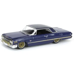 Manufacturer_Greenlight Collectibles Cars & Suvs<1/64 1963 Chevrolet Impala, Dark Blue & Gold, California Lowriders Series 5