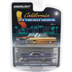 Manufacturer_Greenlight Collectibles Cars & Suvs<1/64 1963 Chevrolet Impala, Dark Blue & Gold, California Lowriders Series 5