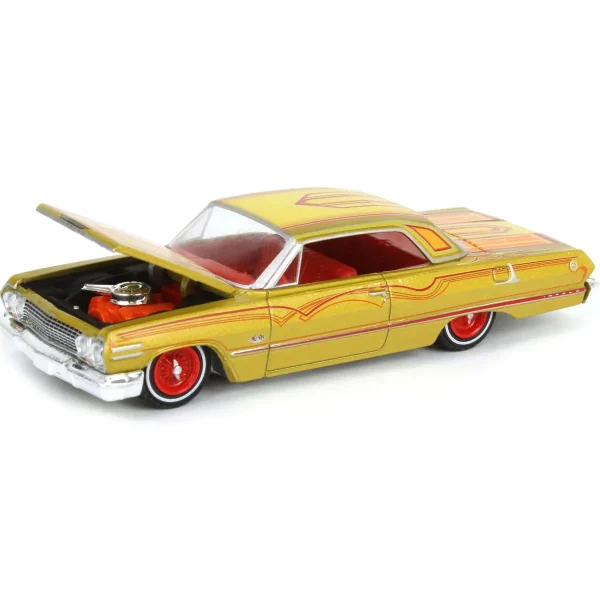 Manufacturer_Greenlight Collectibles Cars & Suvs<1/64 1963 Chevrolet Impala SS, Gold Metallic & Red, California Lowriders Series 4