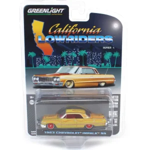Manufacturer_Greenlight Collectibles Cars & Suvs<1/64 1963 Chevrolet Impala SS, Gold Metallic & Red, California Lowriders Series 4