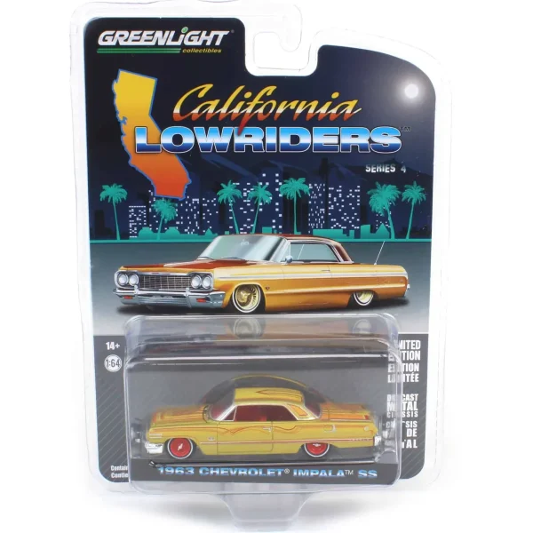 Manufacturer_Greenlight Collectibles Cars & Suvs<1/64 1963 Chevrolet Impala SS, Gold Metallic & Red, California Lowriders Series 4