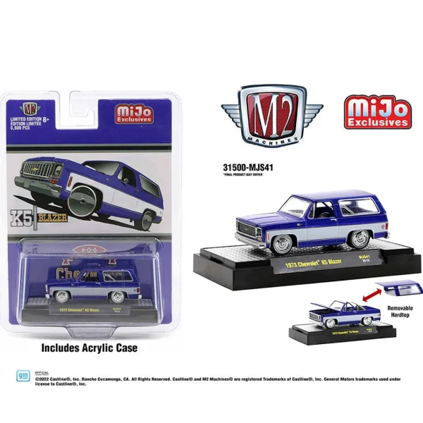 Outback Toys Pickup Trucks<1/64 1973 Chevrolet K5 Blazer, Violet White, M2 Machines MIJO Exclusive