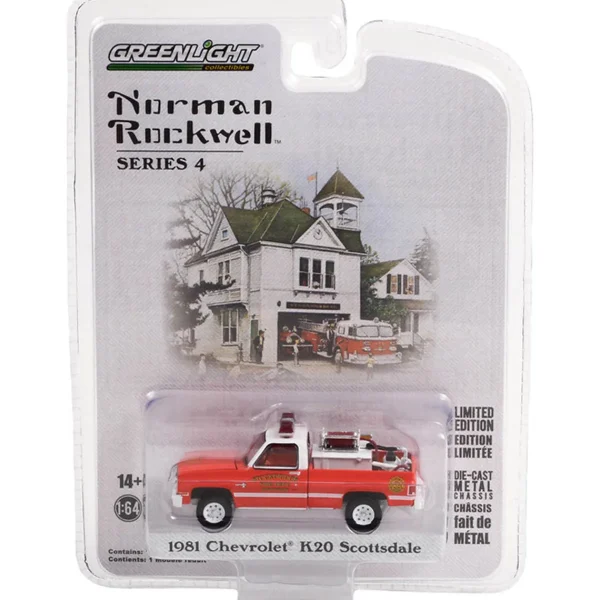Manufacturer_Greenlight Collectibles Pickup Trucks<1/64 1981 Chevrolet K20 Scottsdale, Stockbridge Fire Dept., Norman Rockwell Series 4