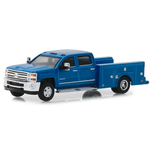 Manufacturer_Greenlight Collectibles Pickup Trucks<1/64 2018 Chevrolet Silverado 3500 Dually Service Bed, Deep Blue, Dually Drivers Series 1