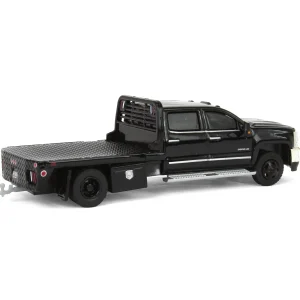 Manufacturer_Greenlight Collectibles Lowboys & Flatbeds | Pickup Trucks<1/64 2018 Chevrolet Silverado 3500 Dually Flatbed Pickup Truck, Black, Collaboration Exclusive