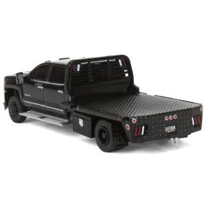 Manufacturer_Greenlight Collectibles Lowboys & Flatbeds | Pickup Trucks<1/64 2018 Chevrolet Silverado 3500 Dually Flatbed Pickup Truck, Black, Collaboration Exclusive