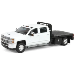 Manufacturer_Greenlight Collectibles Lowboys & Flatbeds | Pickup Trucks<1/64 2016 Chevrolet Silverado 3500 Flatbed Dually, White, B&B Toys Exclusive