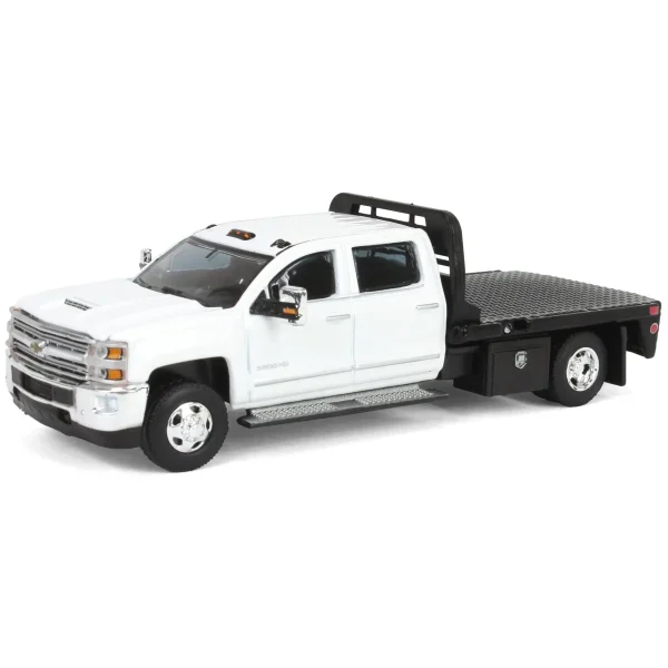 Manufacturer_Greenlight Collectibles Lowboys & Flatbeds | Pickup Trucks<1/64 2016 Chevrolet Silverado 3500 Flatbed Dually, White, B&B Toys Exclusive