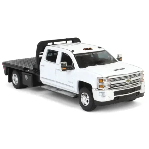 Manufacturer_Greenlight Collectibles Lowboys & Flatbeds | Pickup Trucks<1/64 2016 Chevrolet Silverado 3500 Flatbed Dually, White, B&B Toys Exclusive