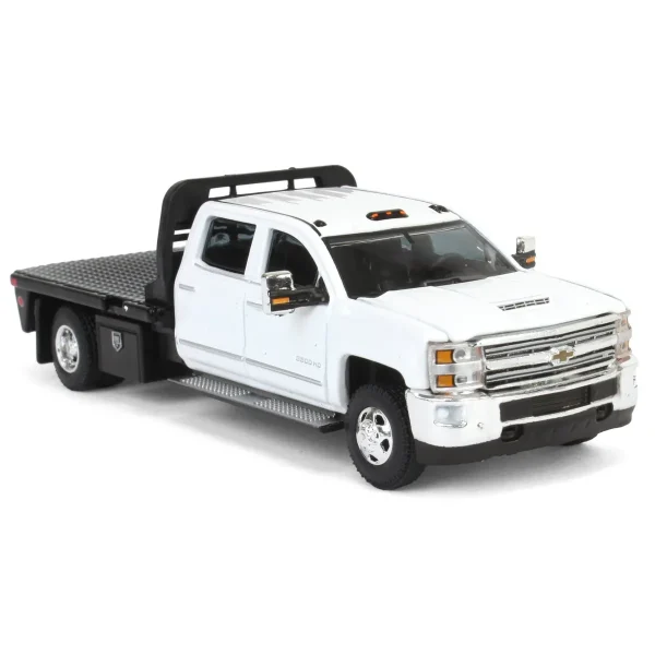 Manufacturer_Greenlight Collectibles Lowboys & Flatbeds | Pickup Trucks<1/64 2016 Chevrolet Silverado 3500 Flatbed Dually, White, B&B Toys Exclusive