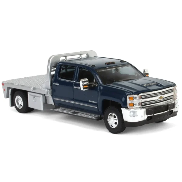 Manufacturer_Greenlight Collectibles Lowboys & Flatbeds | Pickup Trucks<1/64 2016 Chevrolet Silverado 3500 Flatbed Dually, Blue, B&B Toys Exclusive