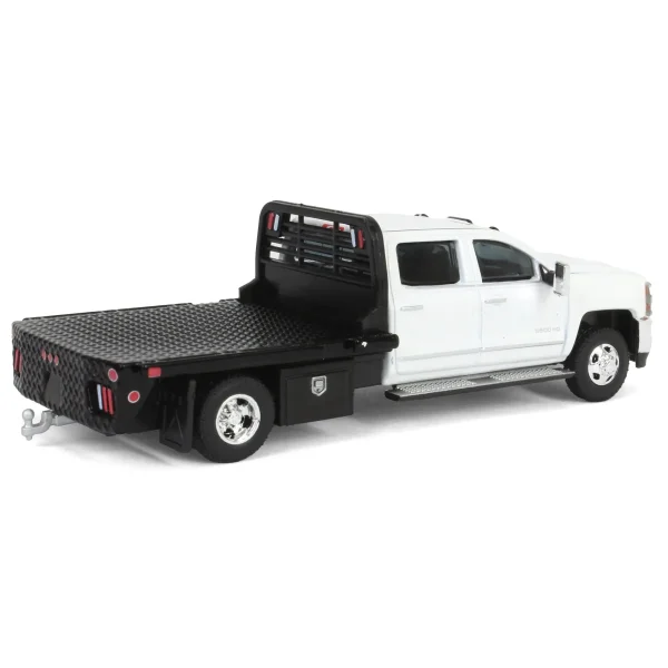 Manufacturer_Greenlight Collectibles Lowboys & Flatbeds | Pickup Trucks<1/64 2016 Chevrolet Silverado 3500 Flatbed Dually, White, B&B Toys Exclusive