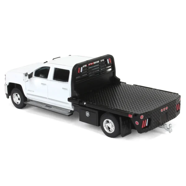 Manufacturer_Greenlight Collectibles Lowboys & Flatbeds | Pickup Trucks<1/64 2016 Chevrolet Silverado 3500 Flatbed Dually, White, B&B Toys Exclusive