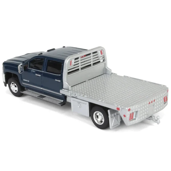 Manufacturer_Greenlight Collectibles Lowboys & Flatbeds | Pickup Trucks<1/64 2016 Chevrolet Silverado 3500 Flatbed Dually, Blue, B&B Toys Exclusive