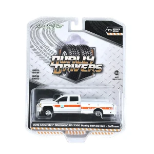 Manufacturer_Greenlight Collectibles Cars & Suvs | Pickup Trucks<1/64 2016 Chevrolet Silverado 3500 HD Dually Service Bed, CalTrans, Dually Drivers Series 15