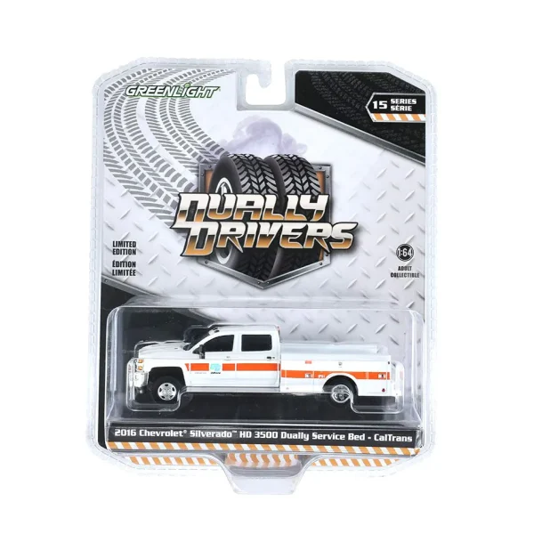 Manufacturer_Greenlight Collectibles Cars & Suvs | Pickup Trucks<1/64 2016 Chevrolet Silverado 3500 HD Dually Service Bed, CalTrans, Dually Drivers Series 15