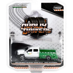 Manufacturer_Greenlight Collectibles Pickup Trucks<1/64 2018 Chevrolet Silverado 3500 Service Bed, Waste Management, Dually Drivers Series 10