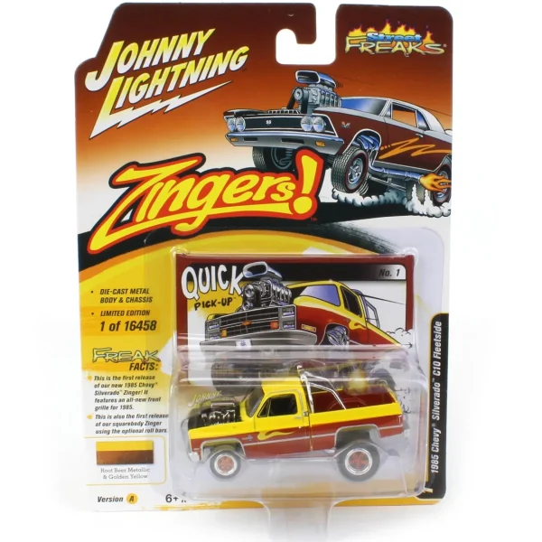 Manufacturer_Auto World Pickup Trucks<1/64 1985 Chevrolet Silverado, Golden Yellow, Zingers by Johnny Lightning