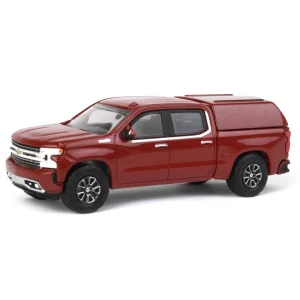 Manufacturer_Greenlight Collectibles Pickup Trucks<1/64 2022 Chevrolet Silverado LTD High Country with Camper Shell, Cherry Red, Showroom Floor Series 2