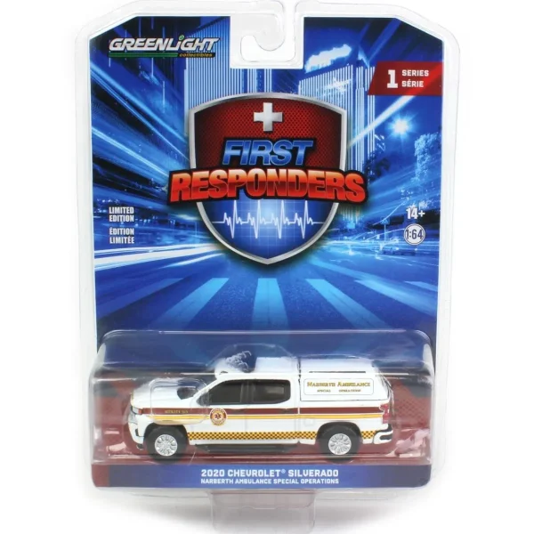 Manufacturer_Greenlight Collectibles Emergency Vehicles<1/64 2020 Chevrolet Silverado, Narberth PA Ambulance, First Responders Series 1