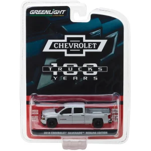 Manufacturer_Greenlight Collectibles Pickup Trucks<1/64 2018 Chevrolet Silverado, Red Line Series, 100th Anniversary of Chevy Trucks