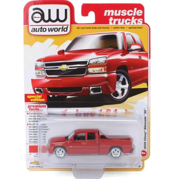 Manufacturer_Auto World Pickup Trucks<1/64 2006 Chevrolet Silverado SS Extended Cab Fleetside Pickup Truck, Victory Red, Auto World