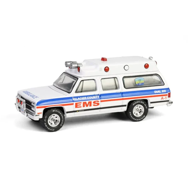 Manufacturer_Greenlight Collectibles Cars & Suvs | Emergency Vehicles<1/64 1991 Chevrolet Suburban Ambulance, Glacier County EMS, First Responders Series 2